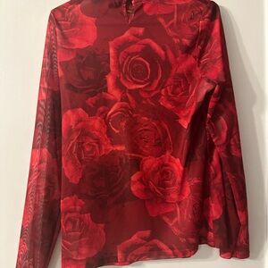 Tahari Floral Red Women's Blouse